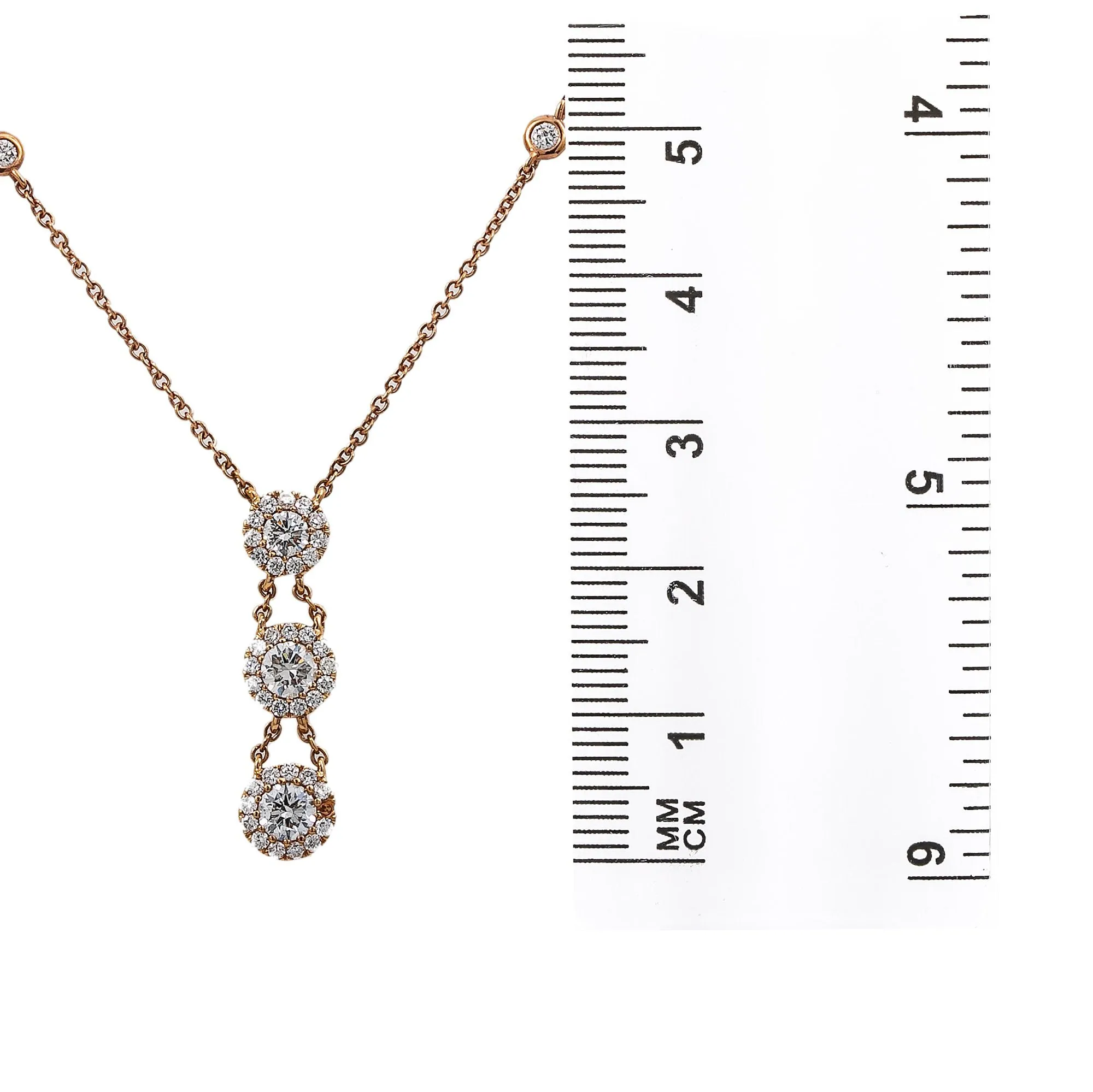 18K Rose Gold Women's Necklace With 1.10 CT Diamonds