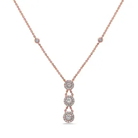 18K Rose Gold Women's Necklace With 1.10 CT Diamonds