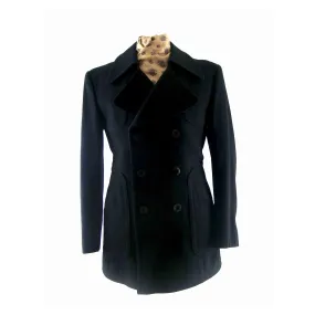 70s Mens Navy Blue Peacoat - M