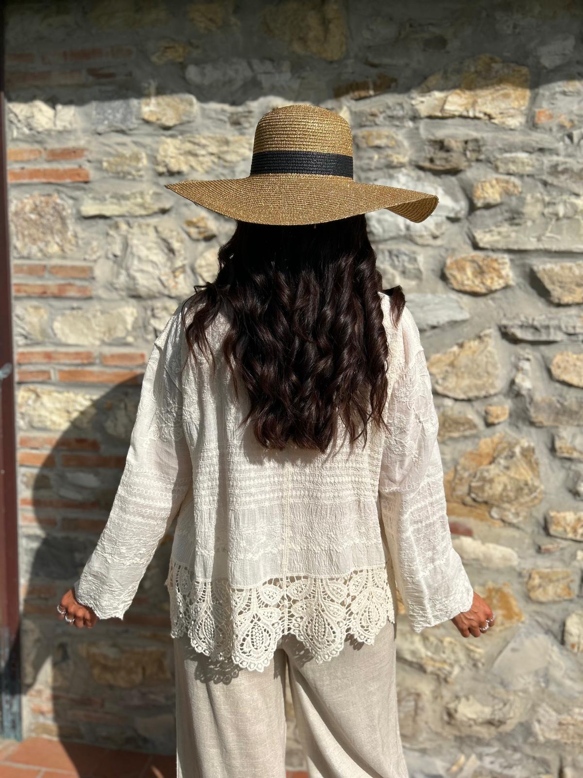 Antique Cream Crochet Detail Shirt Jacket Jenny