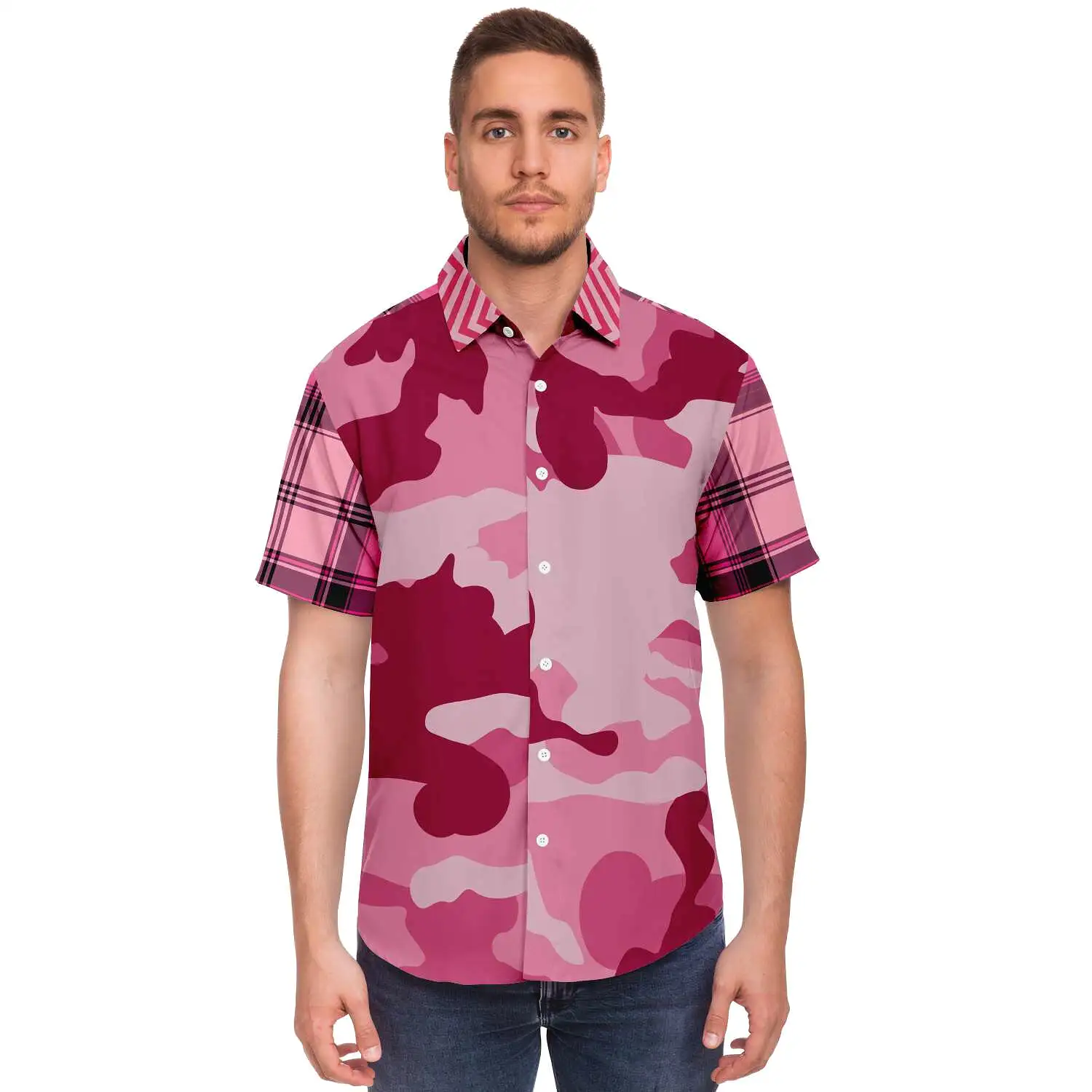 Art of War Short Sleeve Camo Button Down Shirt