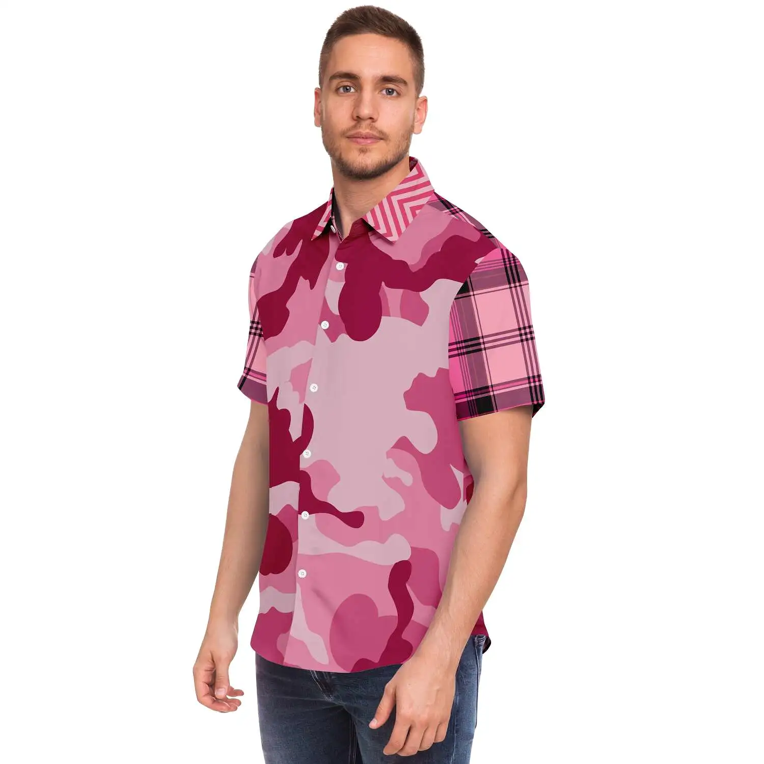 Art of War Short Sleeve Camo Button Down Shirt