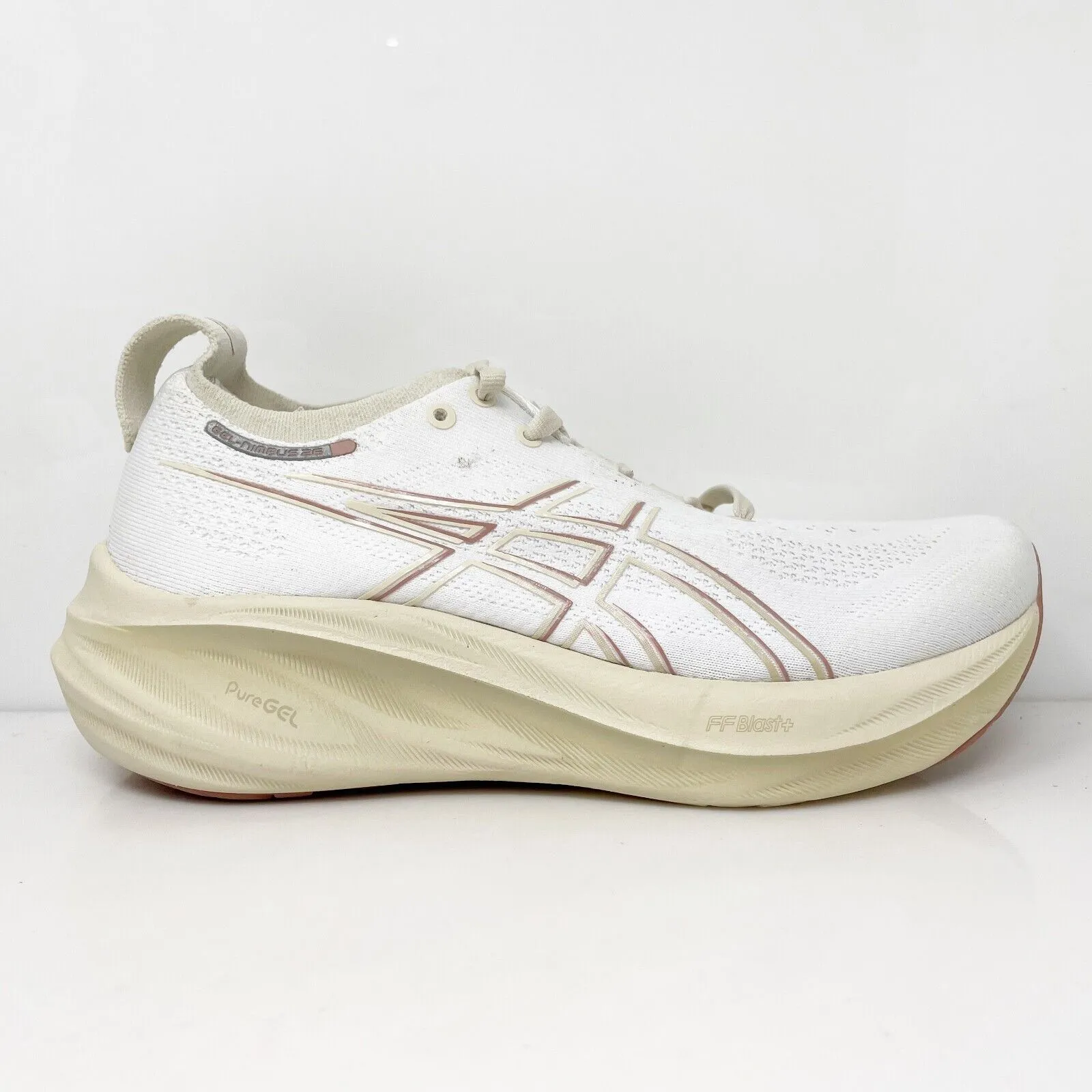 Asics Womens Gel Nimbus 26 1012B693 White Running Shoes Sneakers Size 7.5