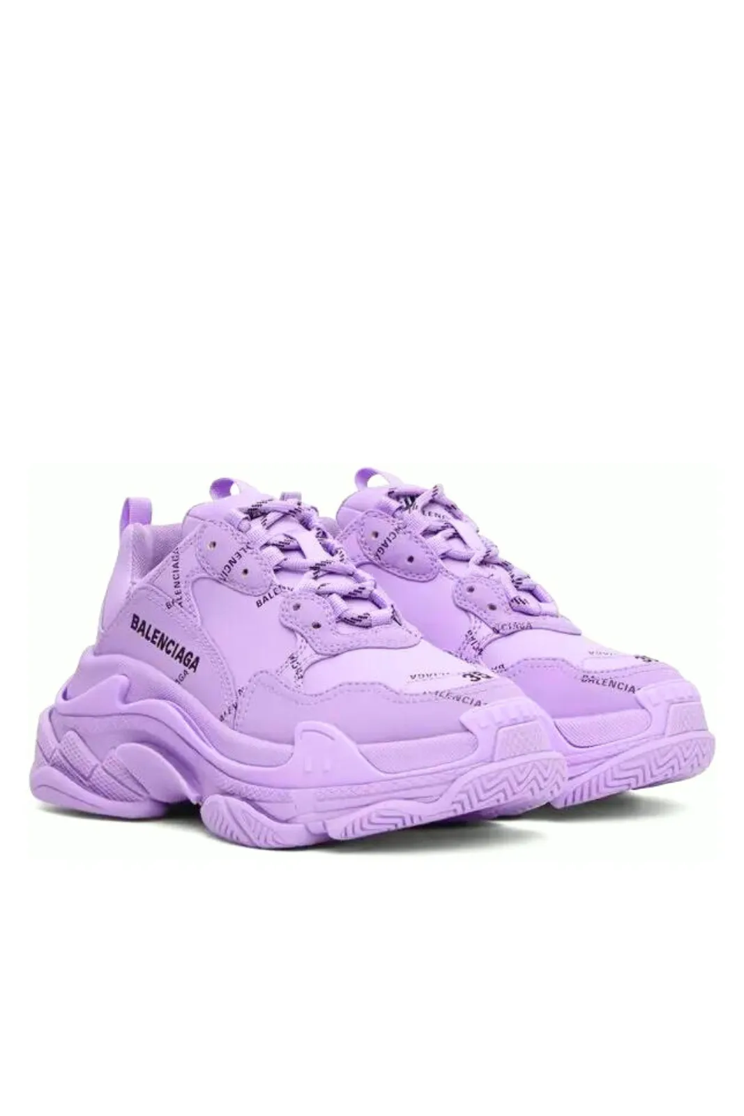 Balenciaga Triple S Sneakers Purple Allover Logo