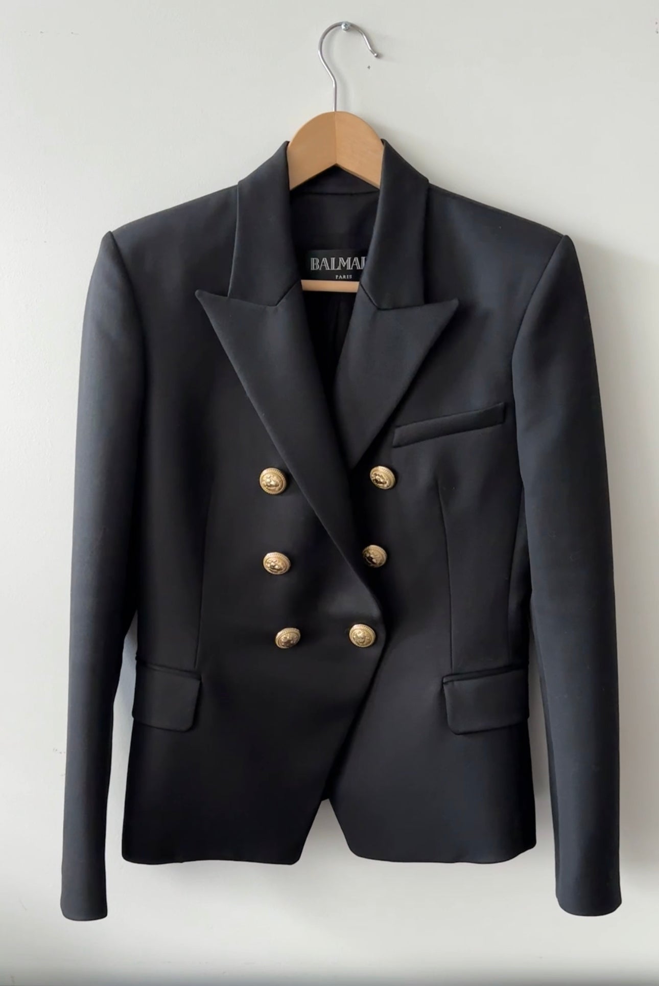 Balmain Black Blazer with Gold Lion Head Buttons - FR40 / 8