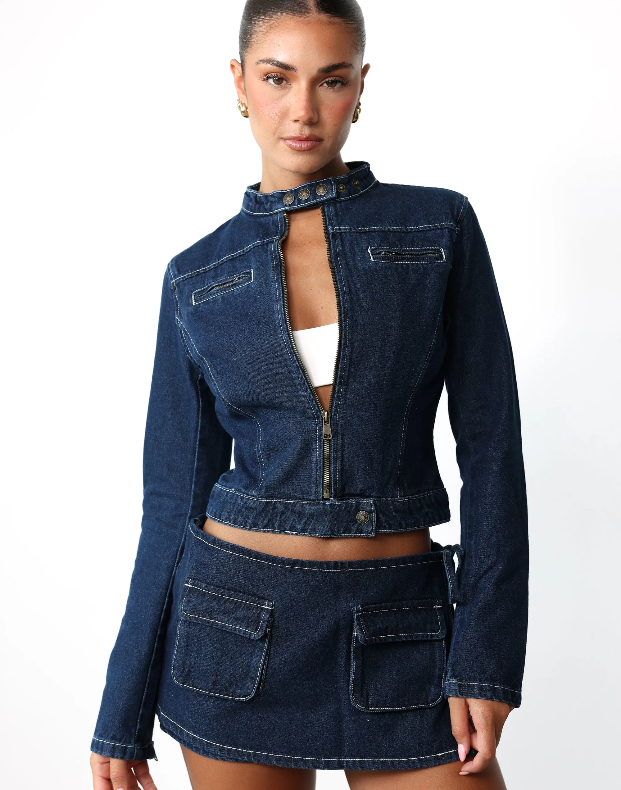 Bella Moto Jacket (Blue Denim) - By Lioness