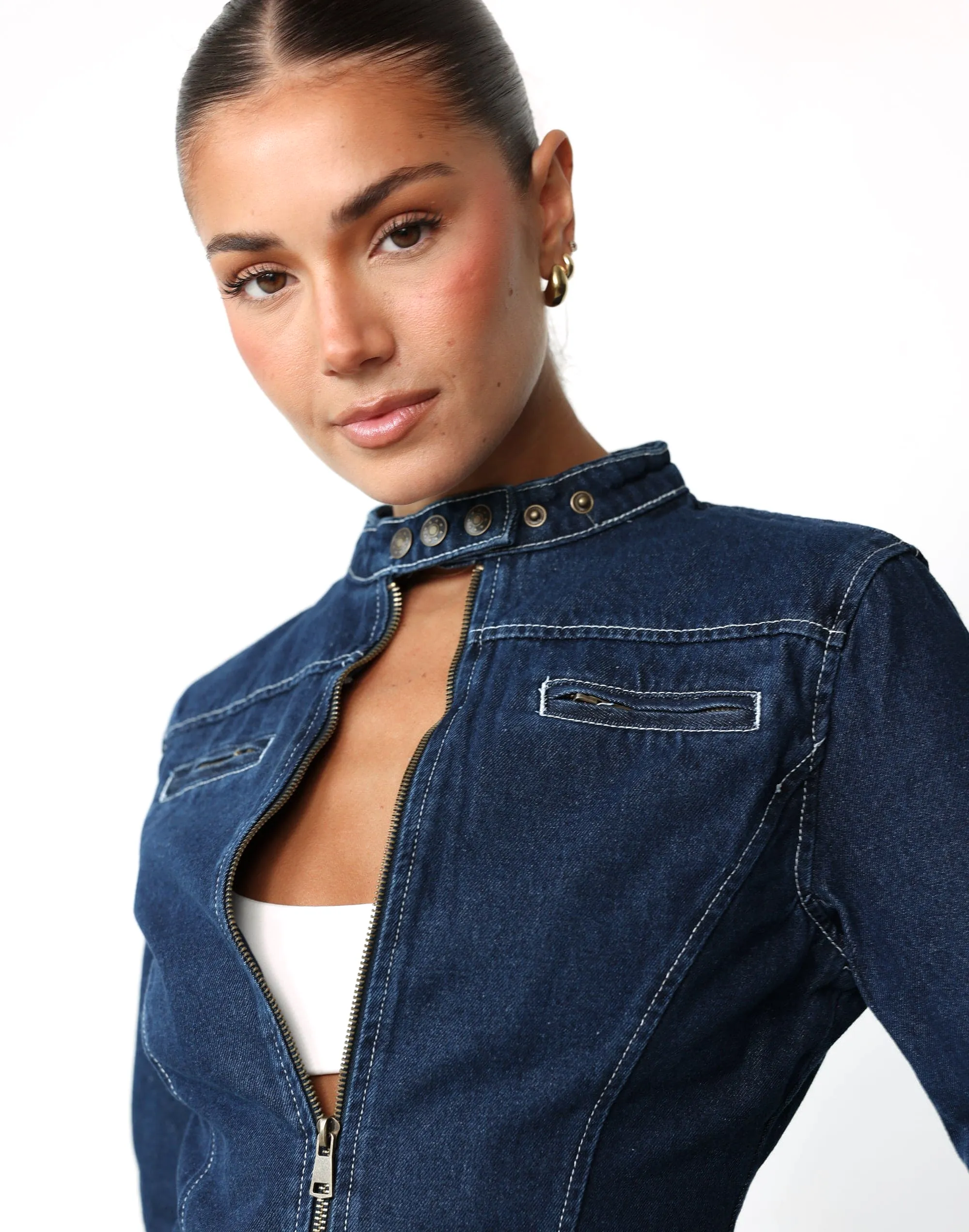 Bella Moto Jacket (Blue Denim) - By Lioness