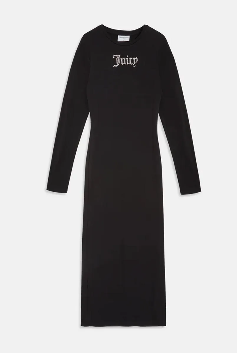 Black jersey diamant  long sleeve midi dress