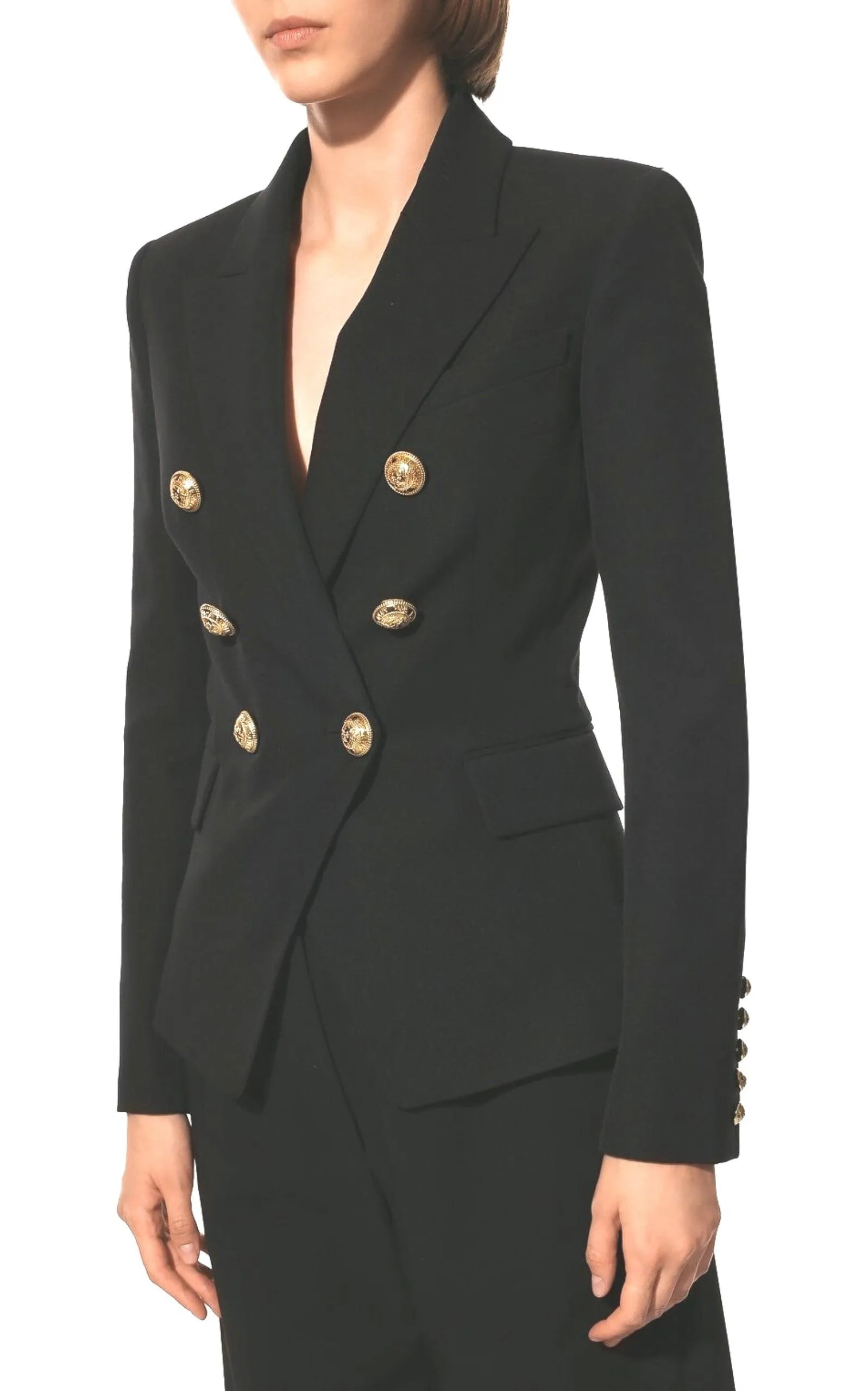 Black Wool Classic Double-Breasted Blazer