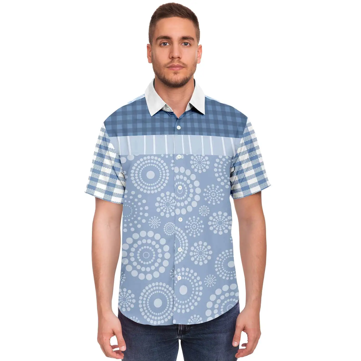 Blue Lagoon Short Sleeve Button Down Shirt