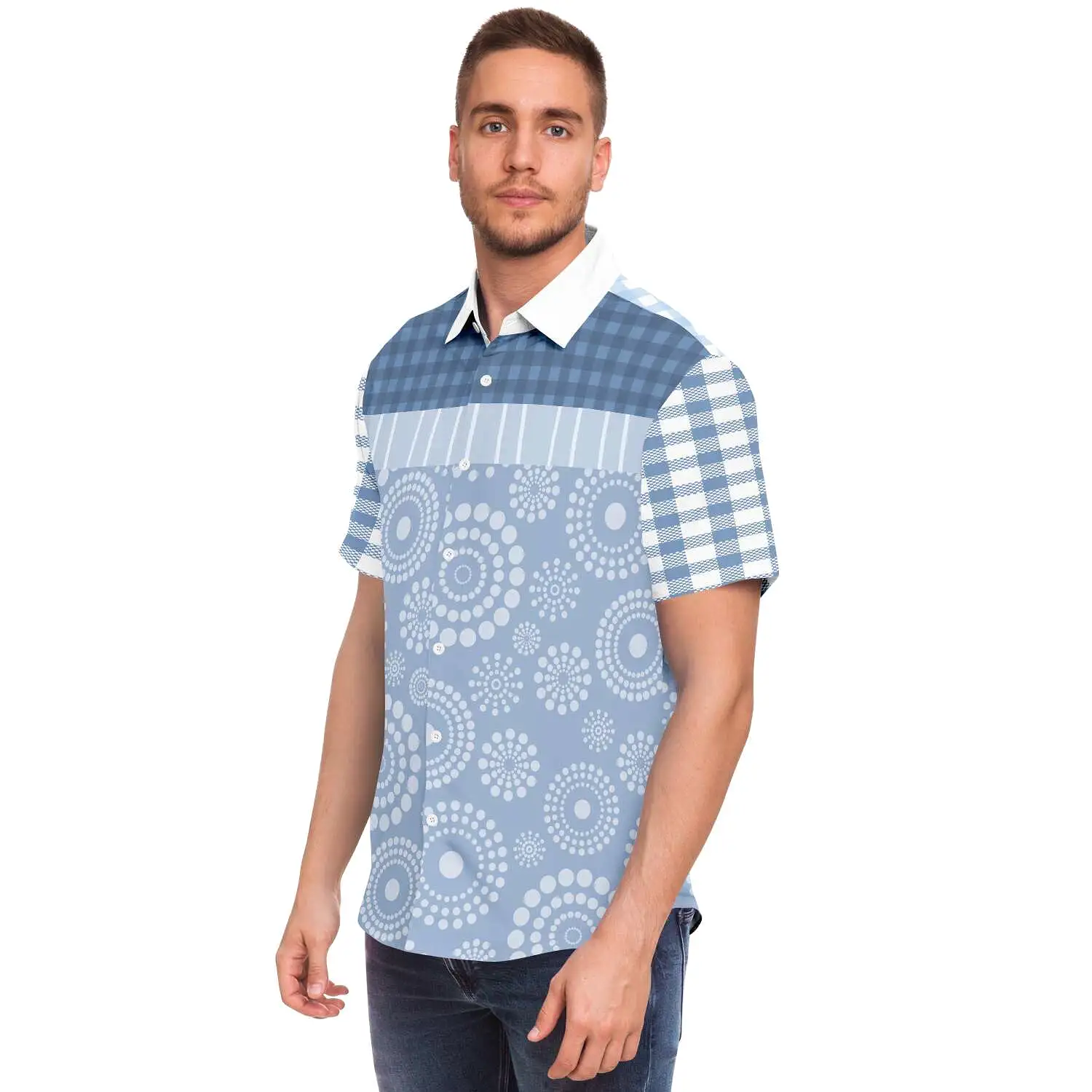 Blue Lagoon Short Sleeve Button Down Shirt