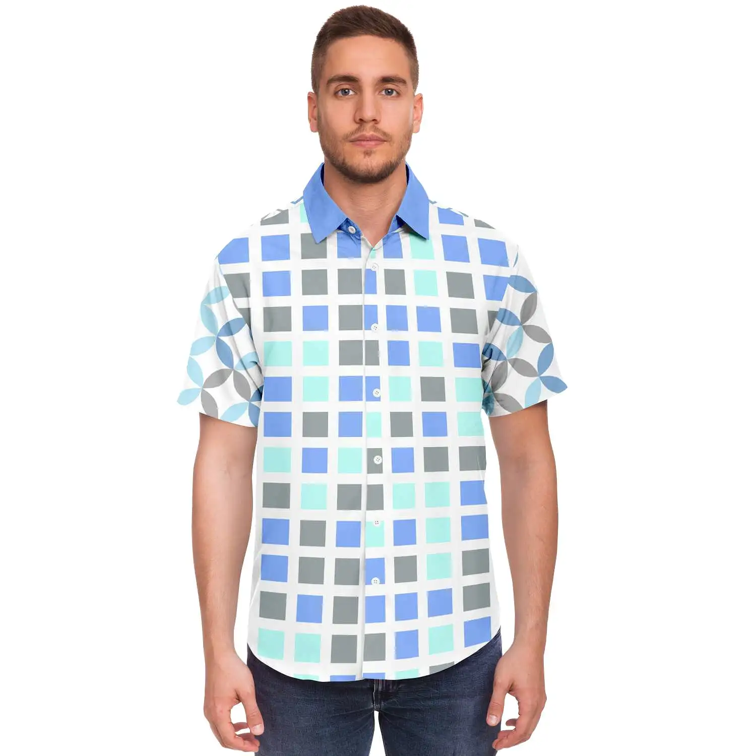 Blue Skies Ahead Short Sleeve Button Down Shirt