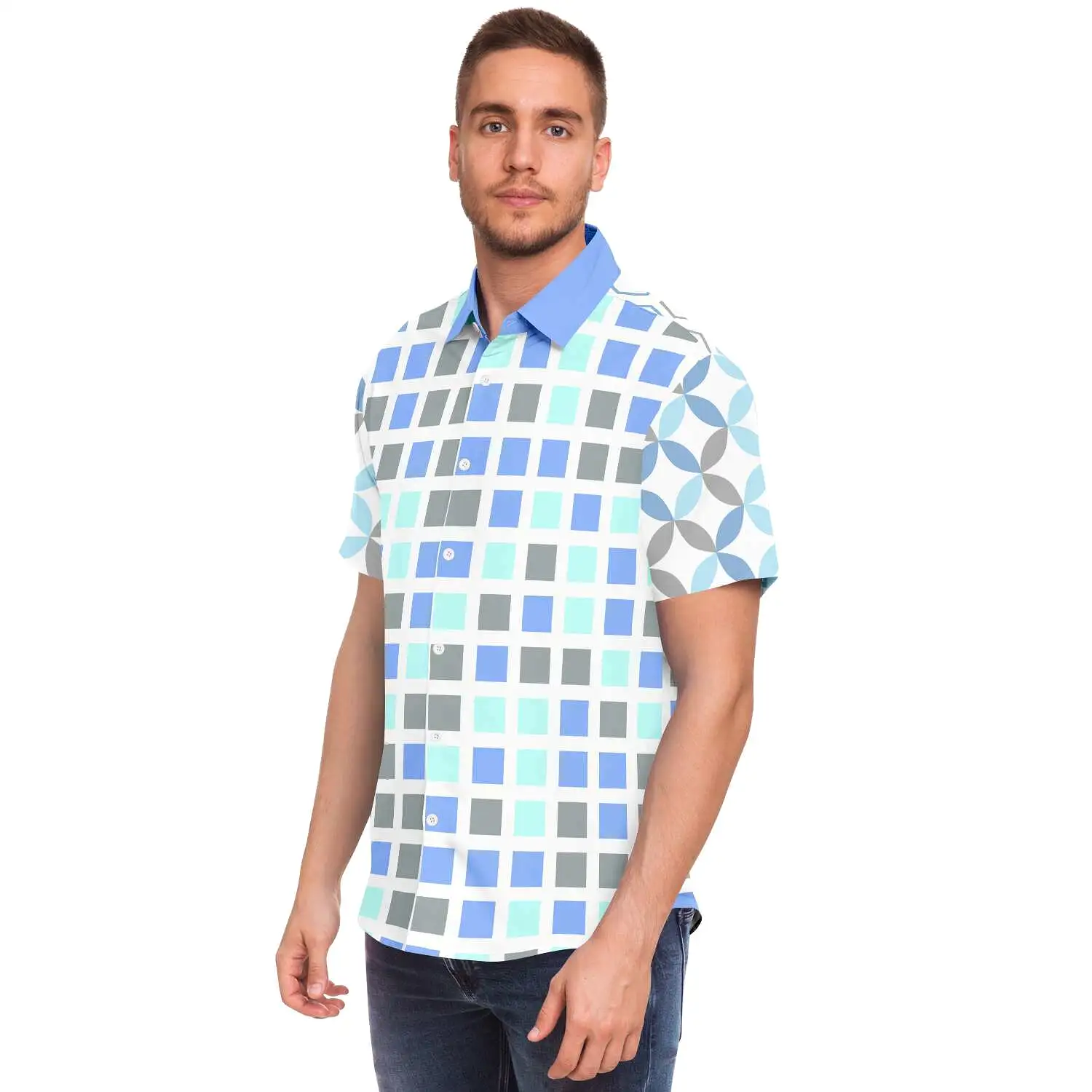 Blue Skies Ahead Short Sleeve Button Down Shirt