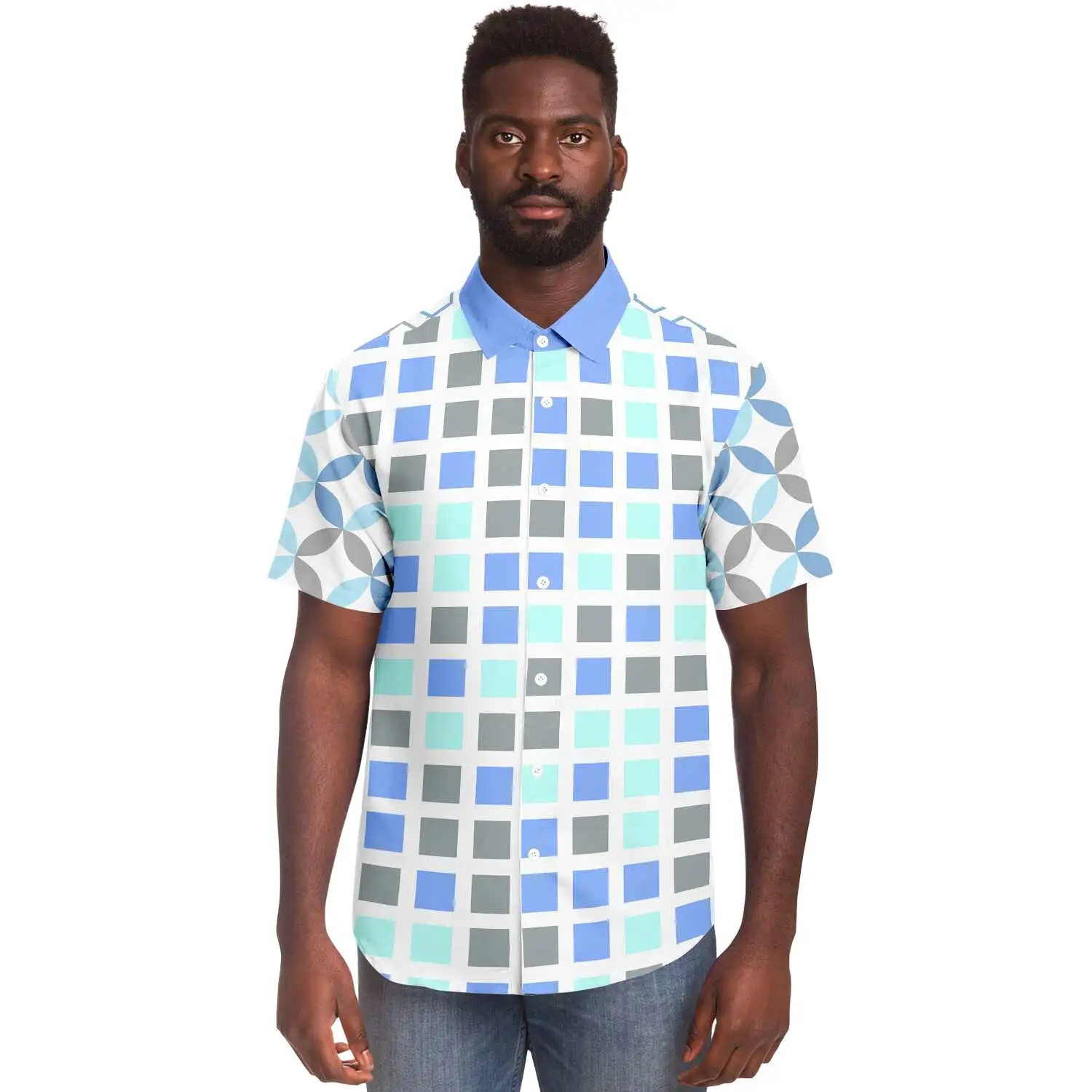 Blue Skies Ahead Short Sleeve Button Down Shirt