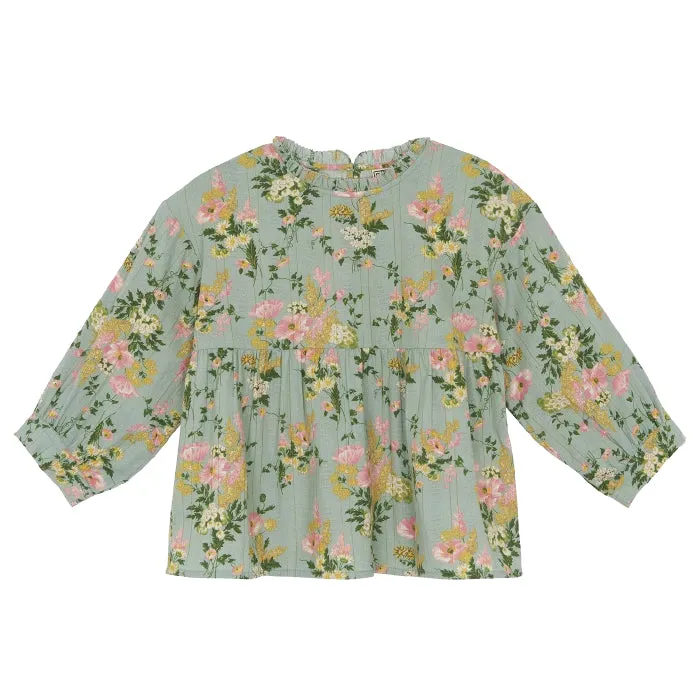 Bonton Child Honey Blouse Vintage Floral Green