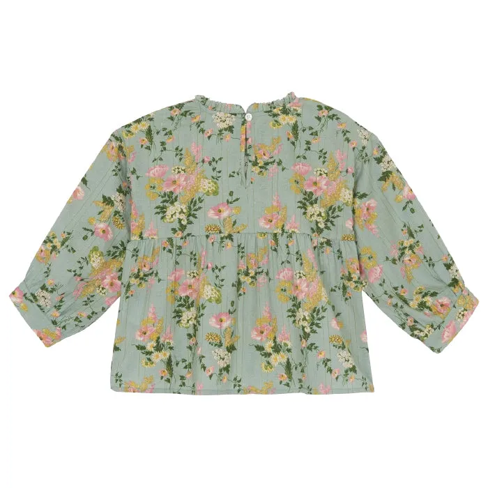 Bonton Child Honey Blouse Vintage Floral Green