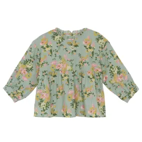 Bonton Child Honey Blouse Vintage Floral Green