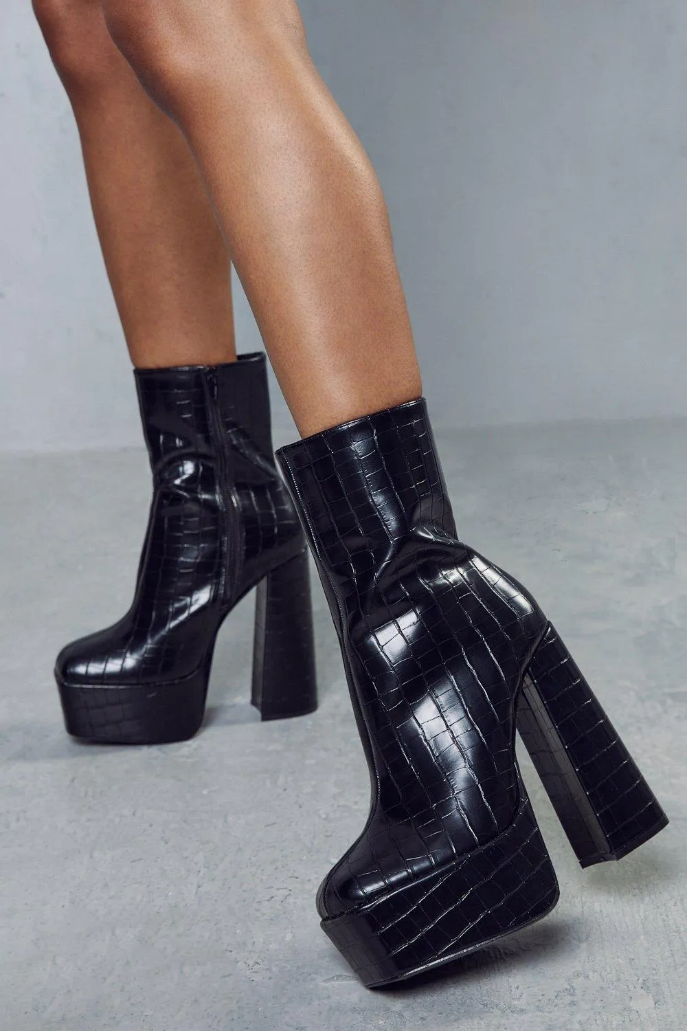 Boots | Extreme Platform Croc Ankle Boots | MissPap