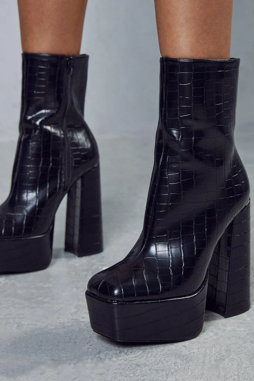 Boots | Extreme Platform Croc Ankle Boots | MissPap