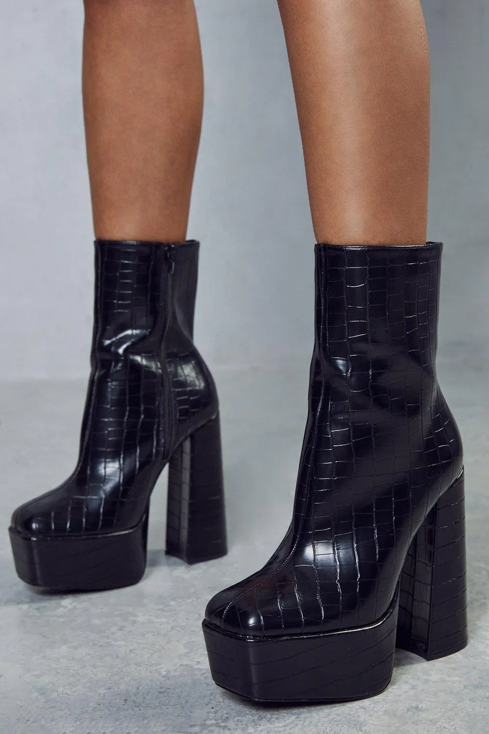 Boots | Extreme Platform Croc Ankle Boots | MissPap