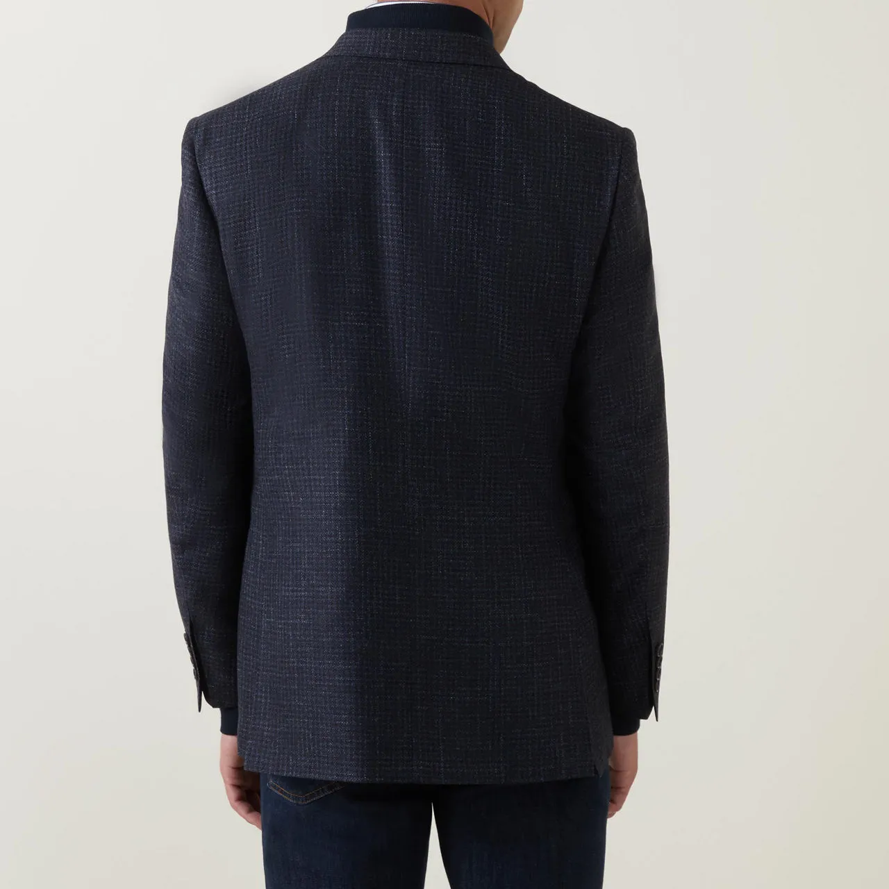 CANALI D6 Mini Check Single-Breasted Blazer - Navy