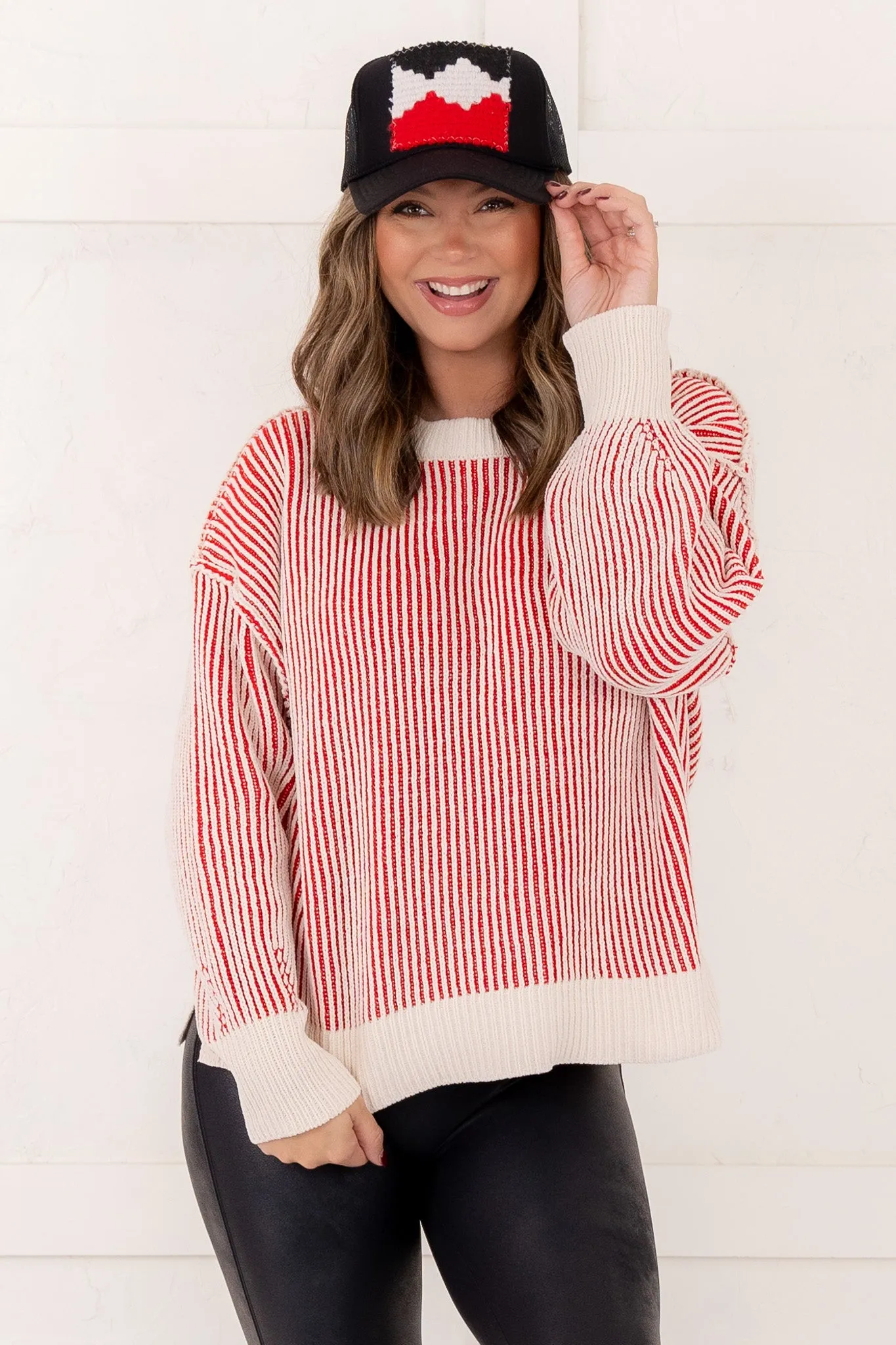 Candy Cane Lane Sweater - Ruby - FINAL SALE