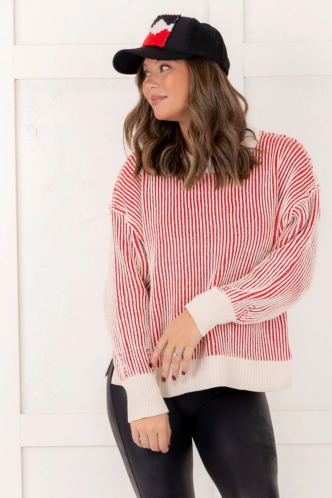 Candy Cane Lane Sweater - Ruby - FINAL SALE