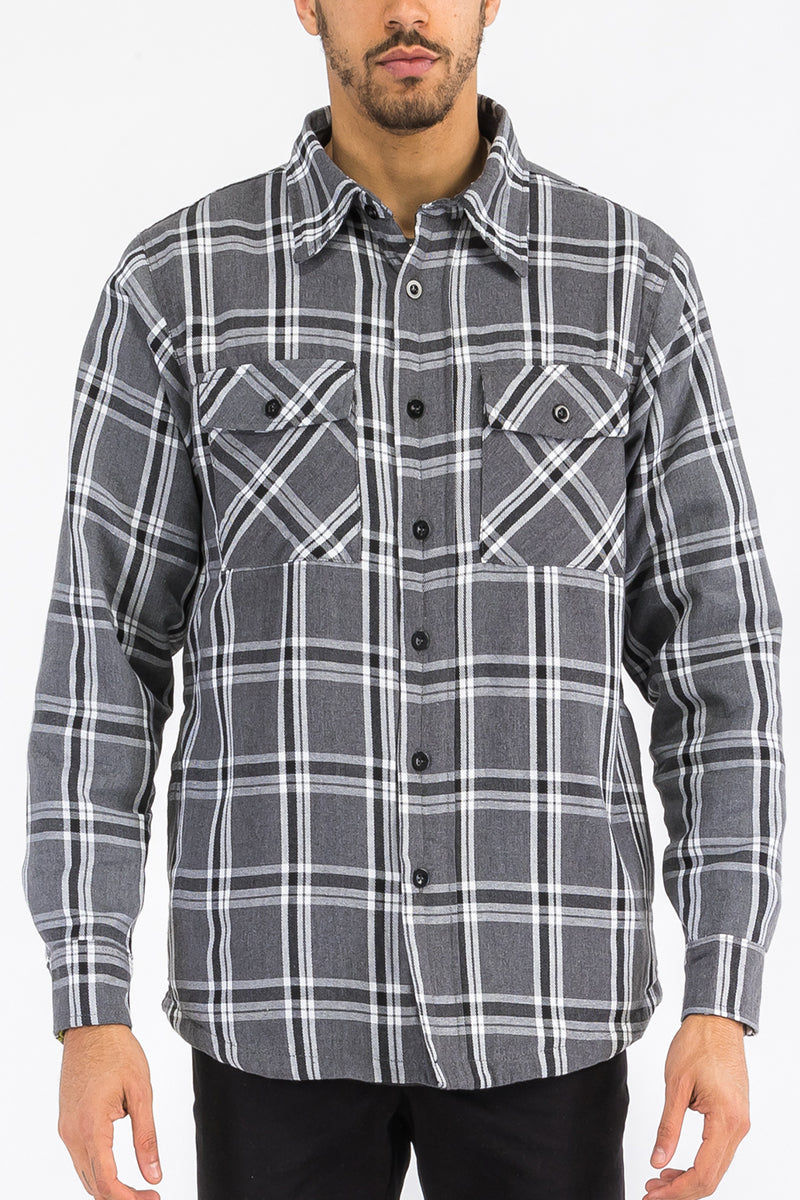 Checkered Plaid Quilted Flannel Jacket