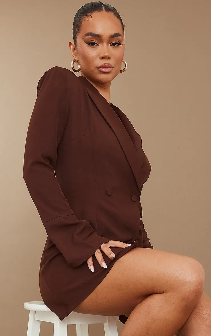 Chocolate Double Breasted Blazer Dress