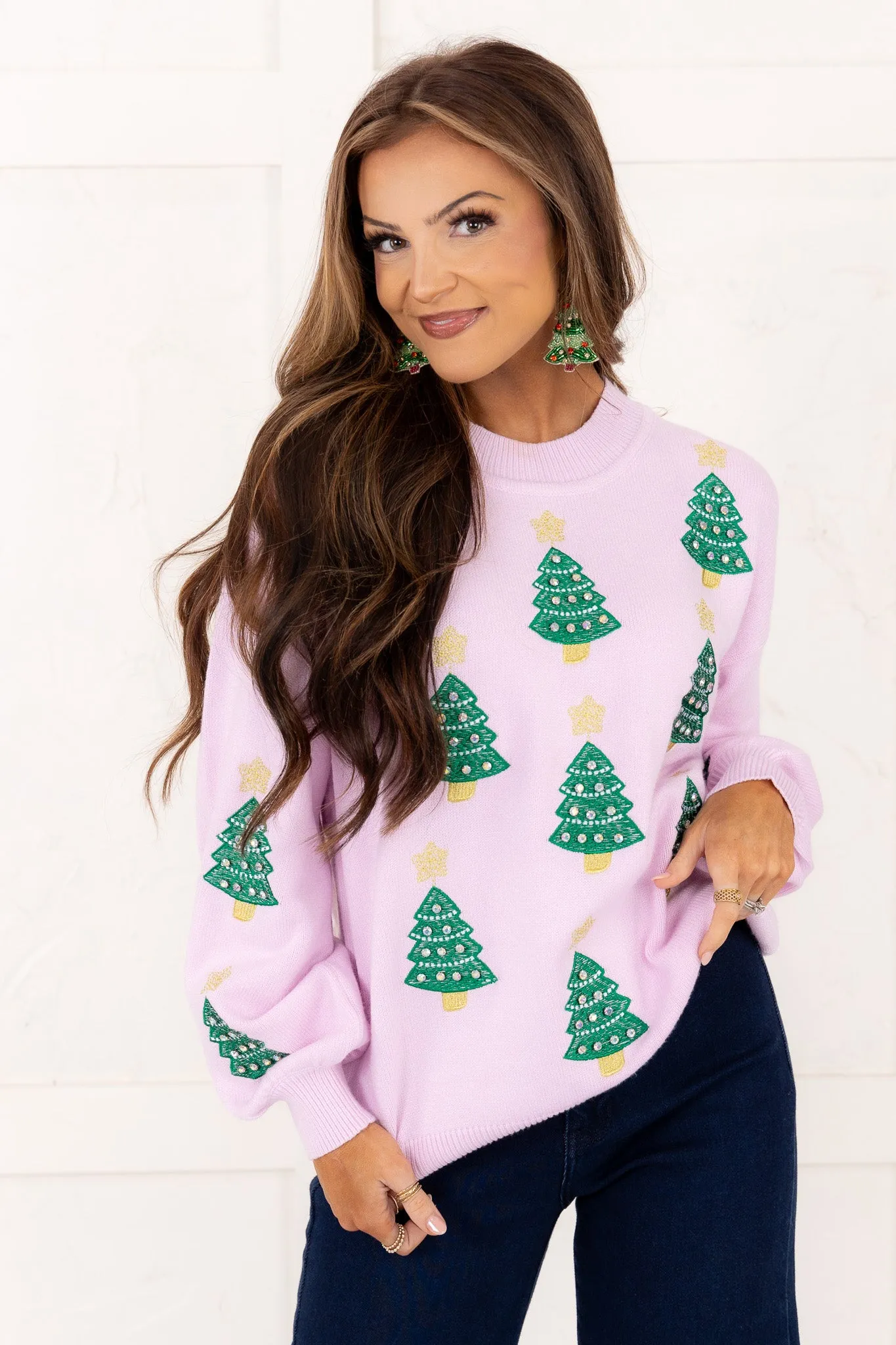 Christmas Tree Sweater - Lilac - FINAL SALE