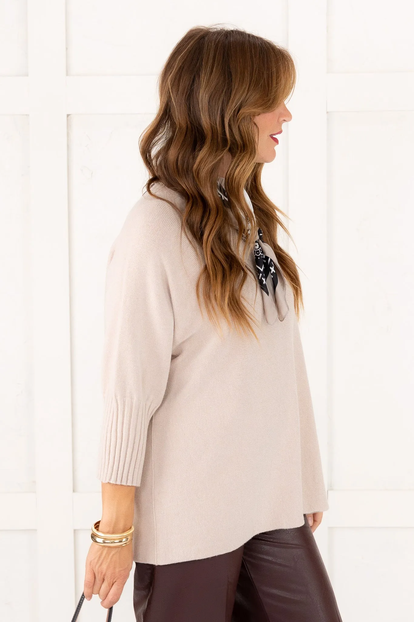 Classic Charm Long Sleeve Sweater - Beige