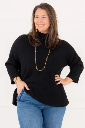 Classic Charm Long Sleeve Sweater - Black