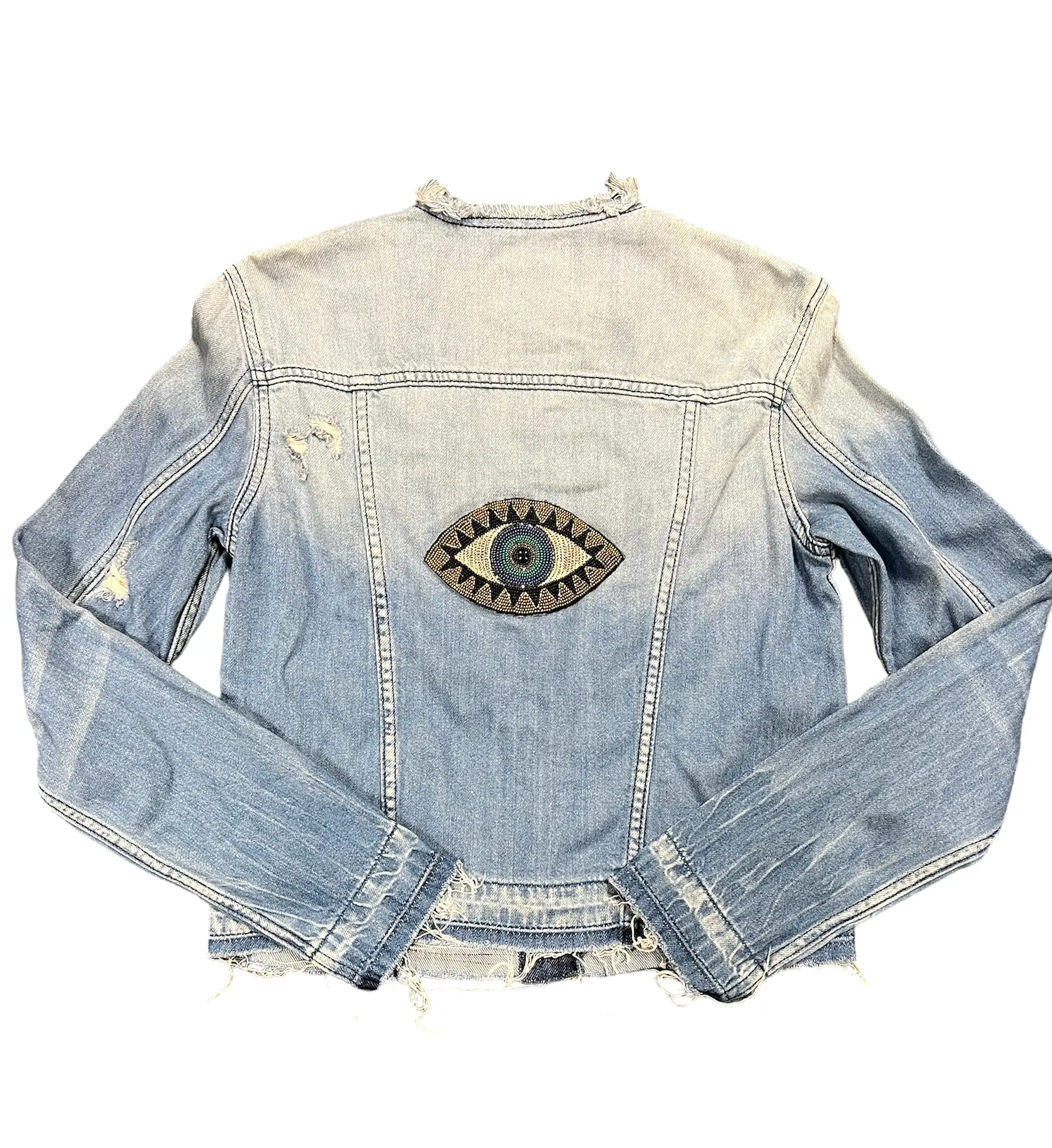 Collab 322 Collarless Blue Denim Jacket