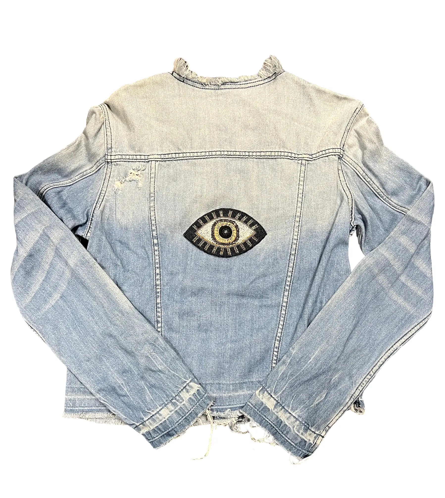 Collab 322 Collarless Blue Denim Jacket