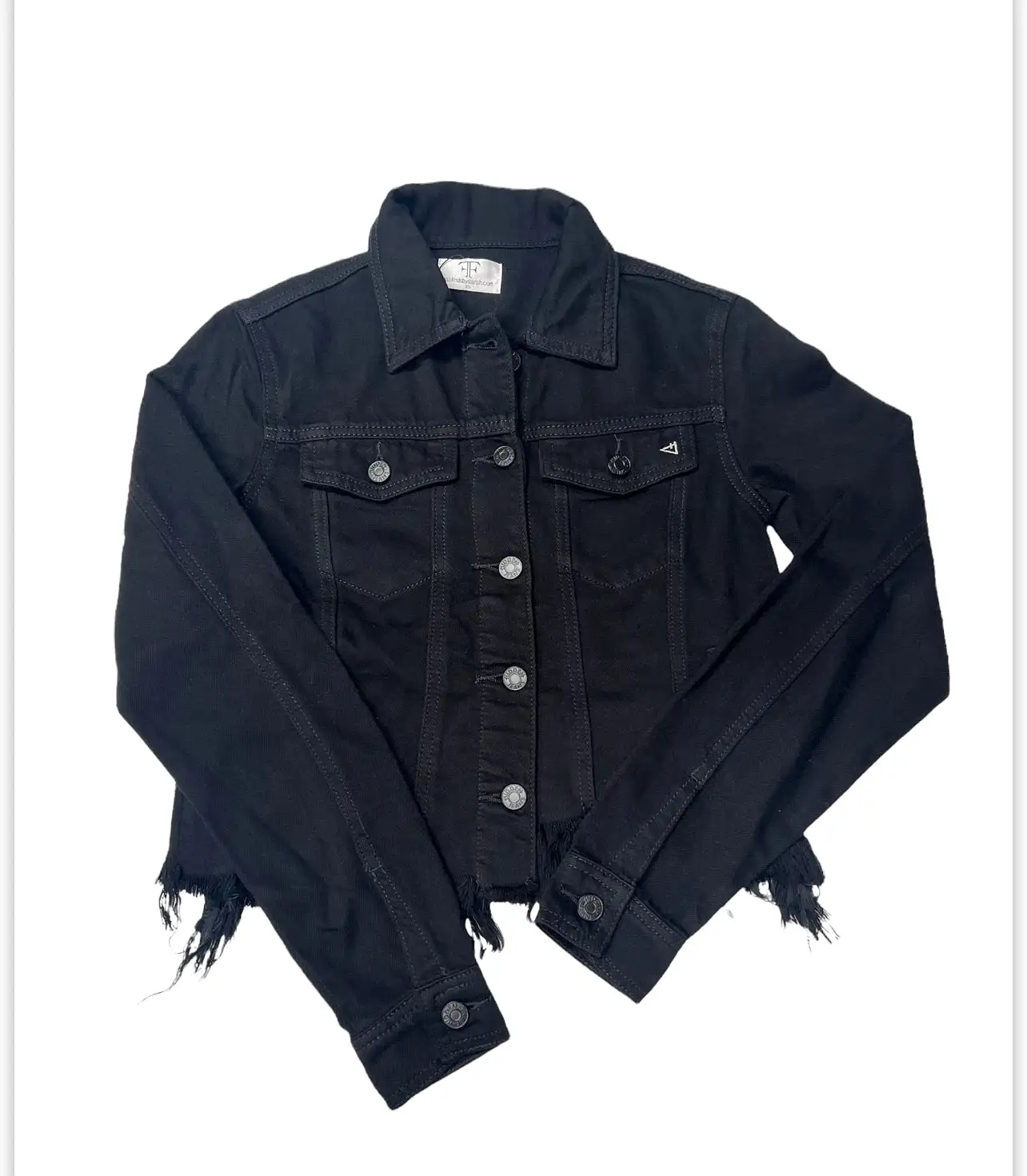 Collab Black Denim Jacket with Back Applique