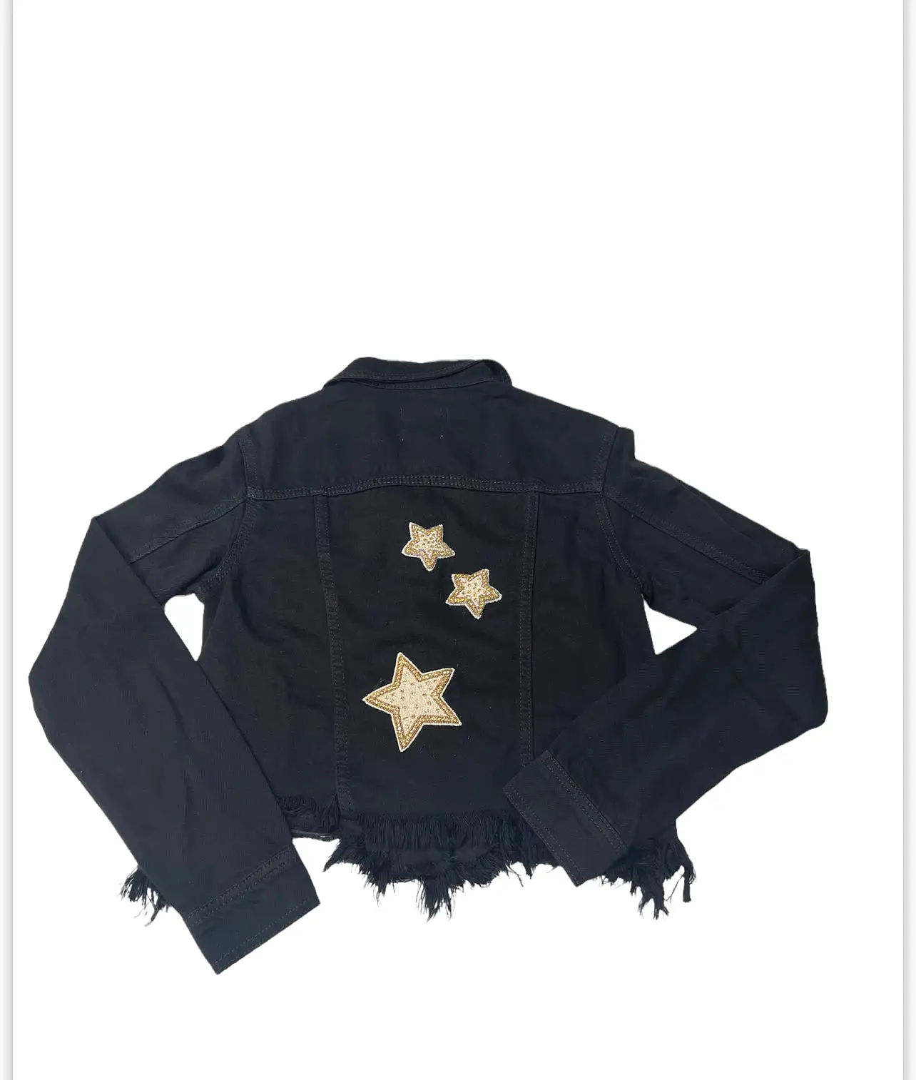 Collab Black Denim Jacket with Back Applique