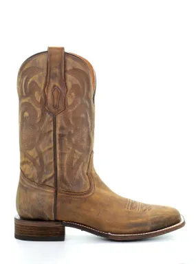 CORRAL BOOT MENS EMBROIDERY COMFORT SYSTEM SQ TOE BOOT- GOLDEN