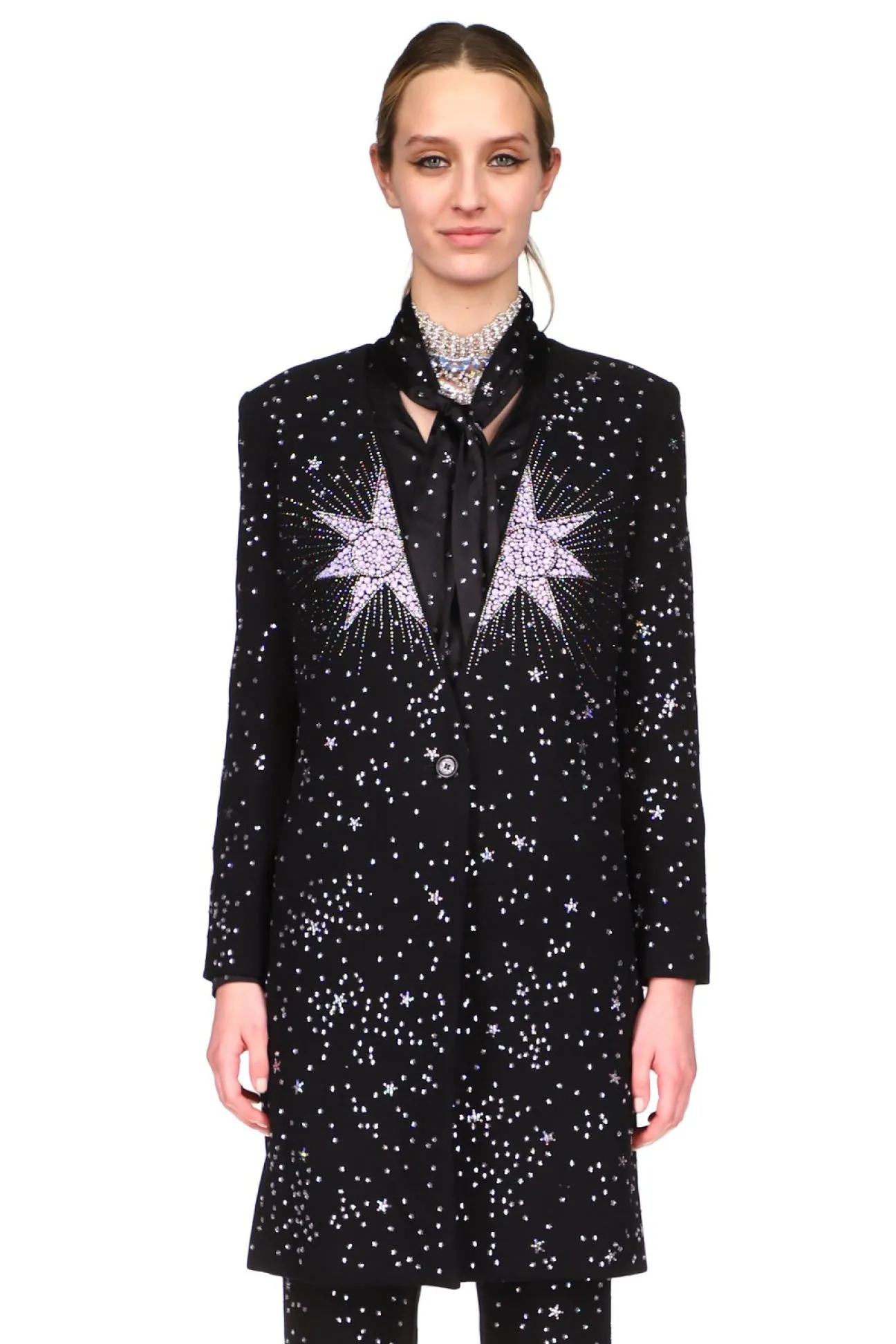 CRYSTAL 'PINK STAR' SLIM V-NECK COAT