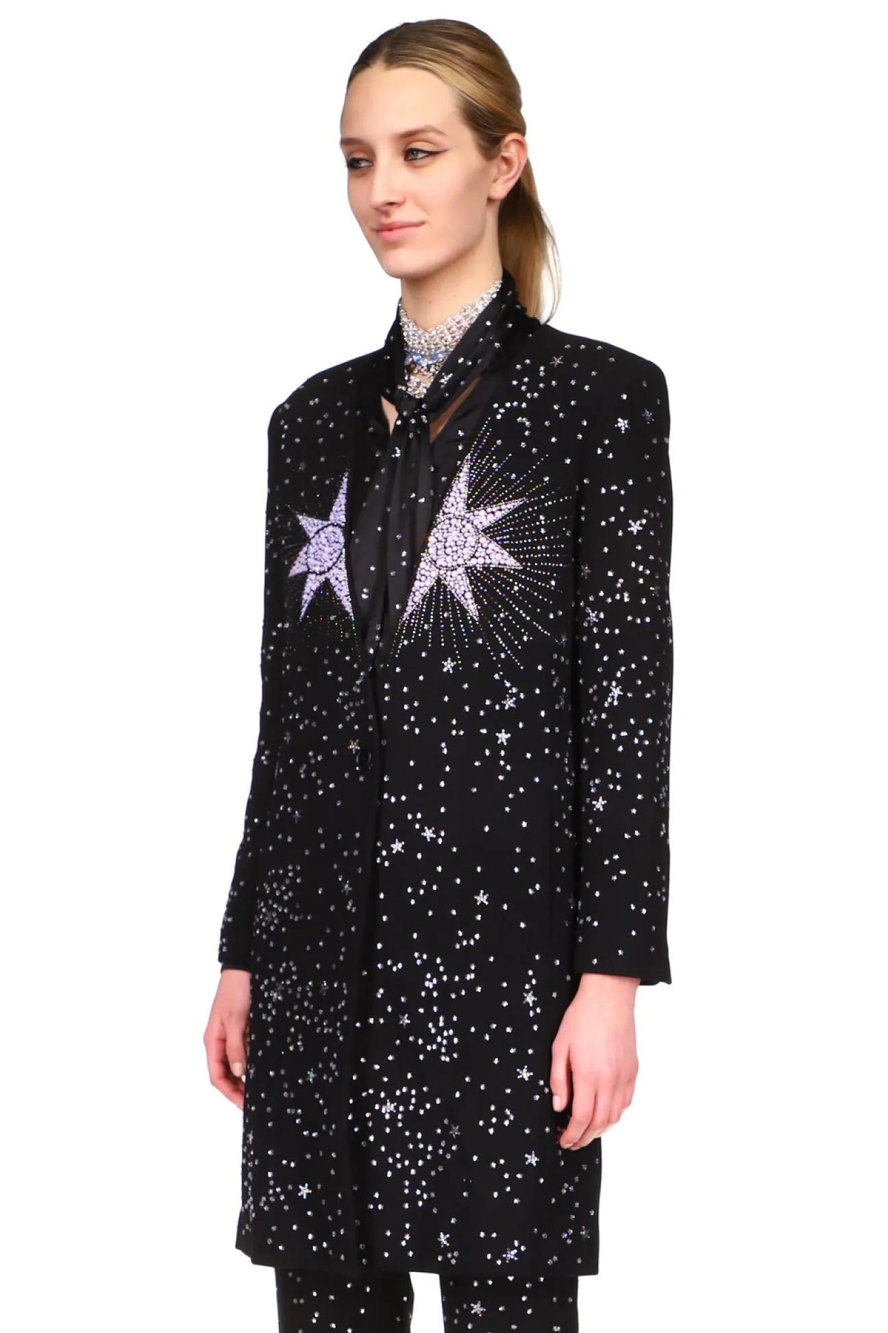 CRYSTAL 'PINK STAR' SLIM V-NECK COAT