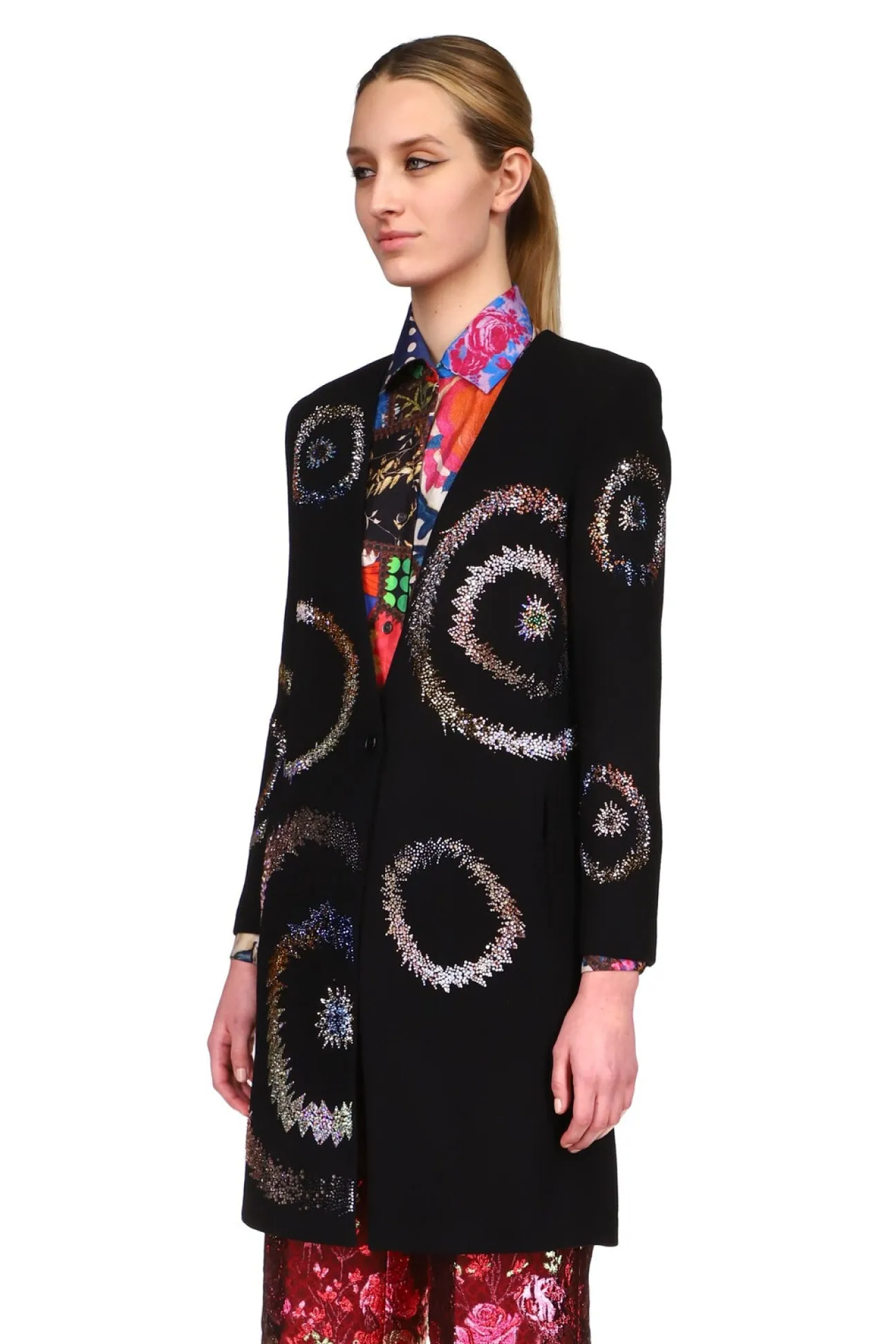 'CRYSTAL SWIRLS' SLIM V-NECK COAT