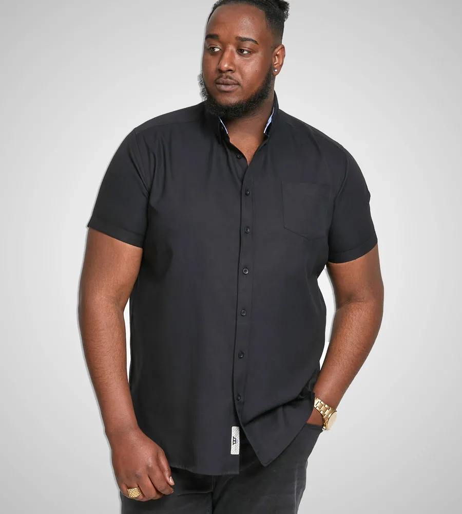 D555 Big Mens Black Oxford Short Sleeve Shirt (JAMES BLACK)