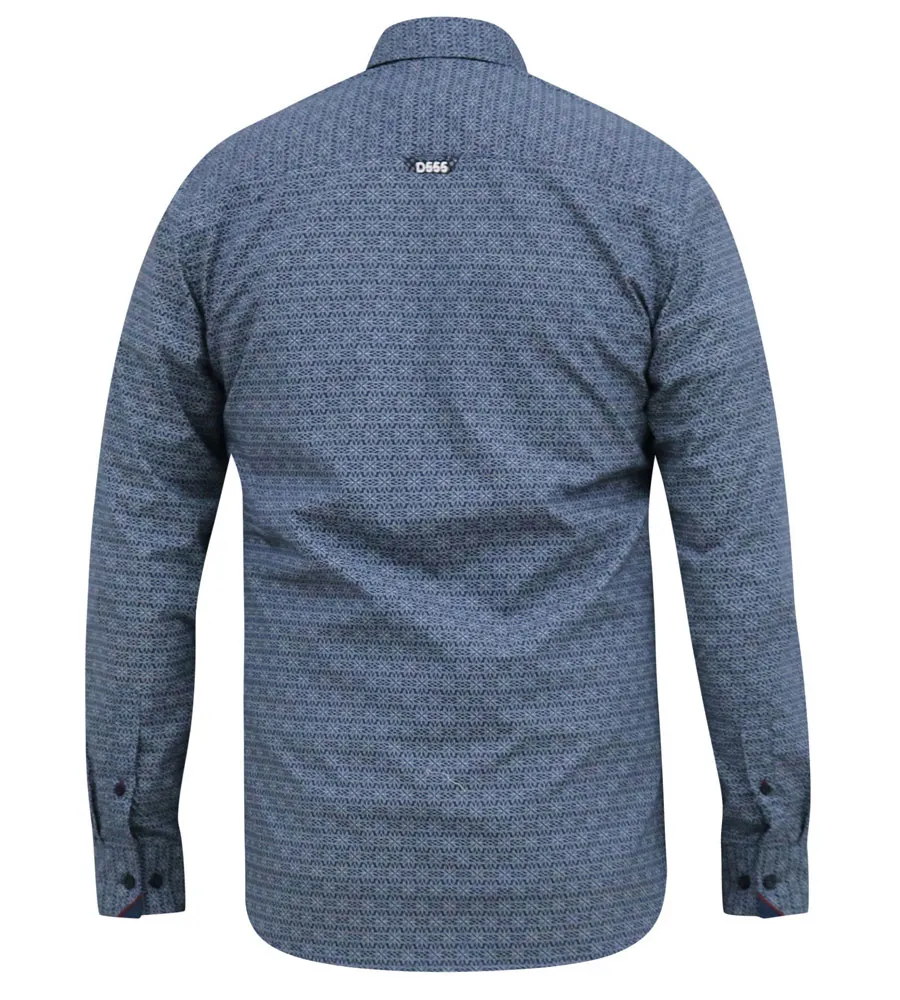 D555 Mens Long Sleeve Shirt With Geometric All Over Print (MANGALA)