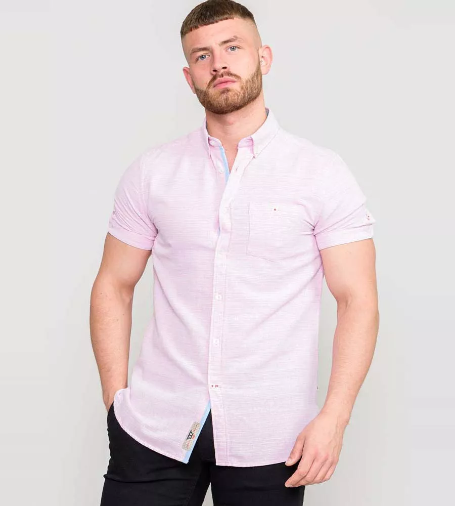 D555 Mens Pink Short Sleeve Shirt (STRATFORD 1)