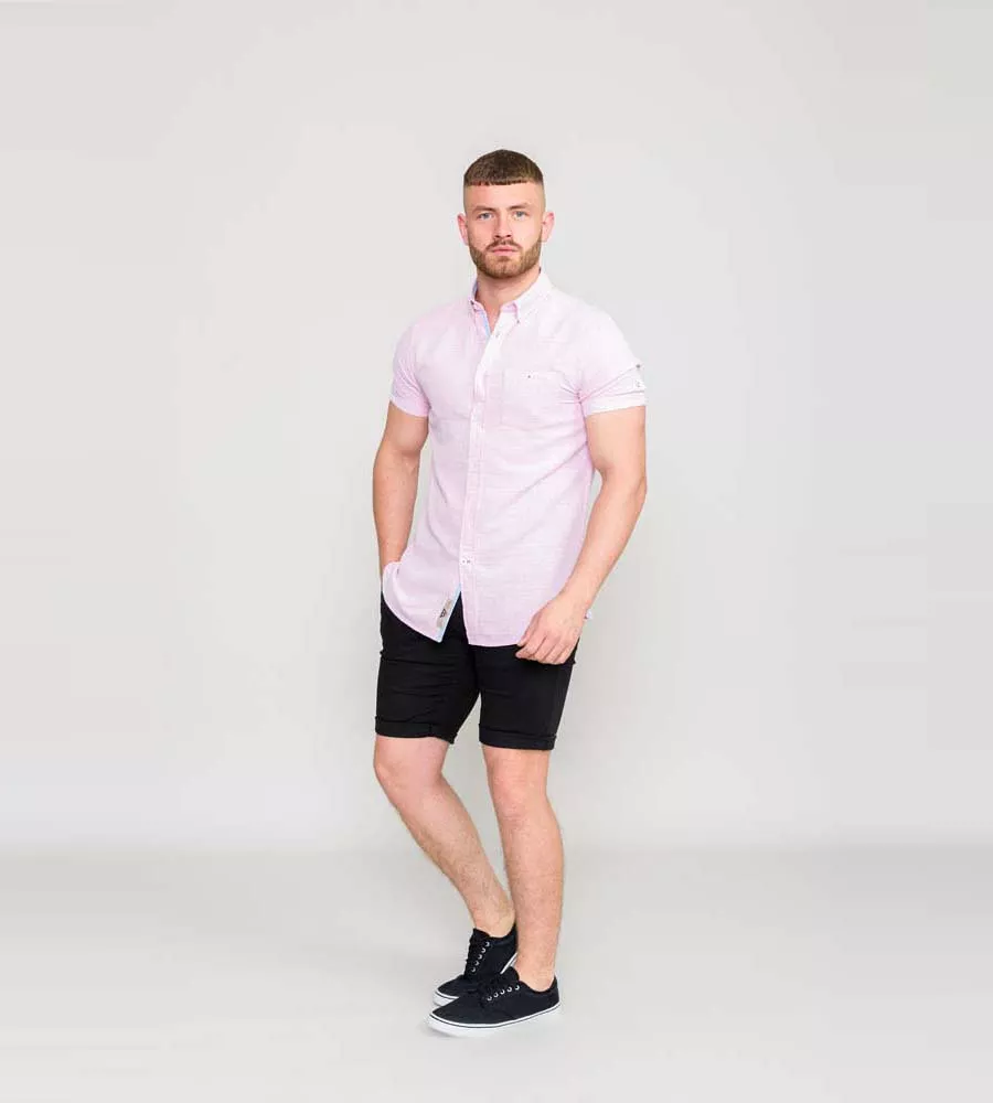 D555 Mens Pink Short Sleeve Shirt (STRATFORD 1)