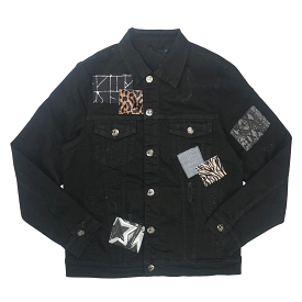 Da Vinci Patchwork Premium Denim Jacket (Black) /D7