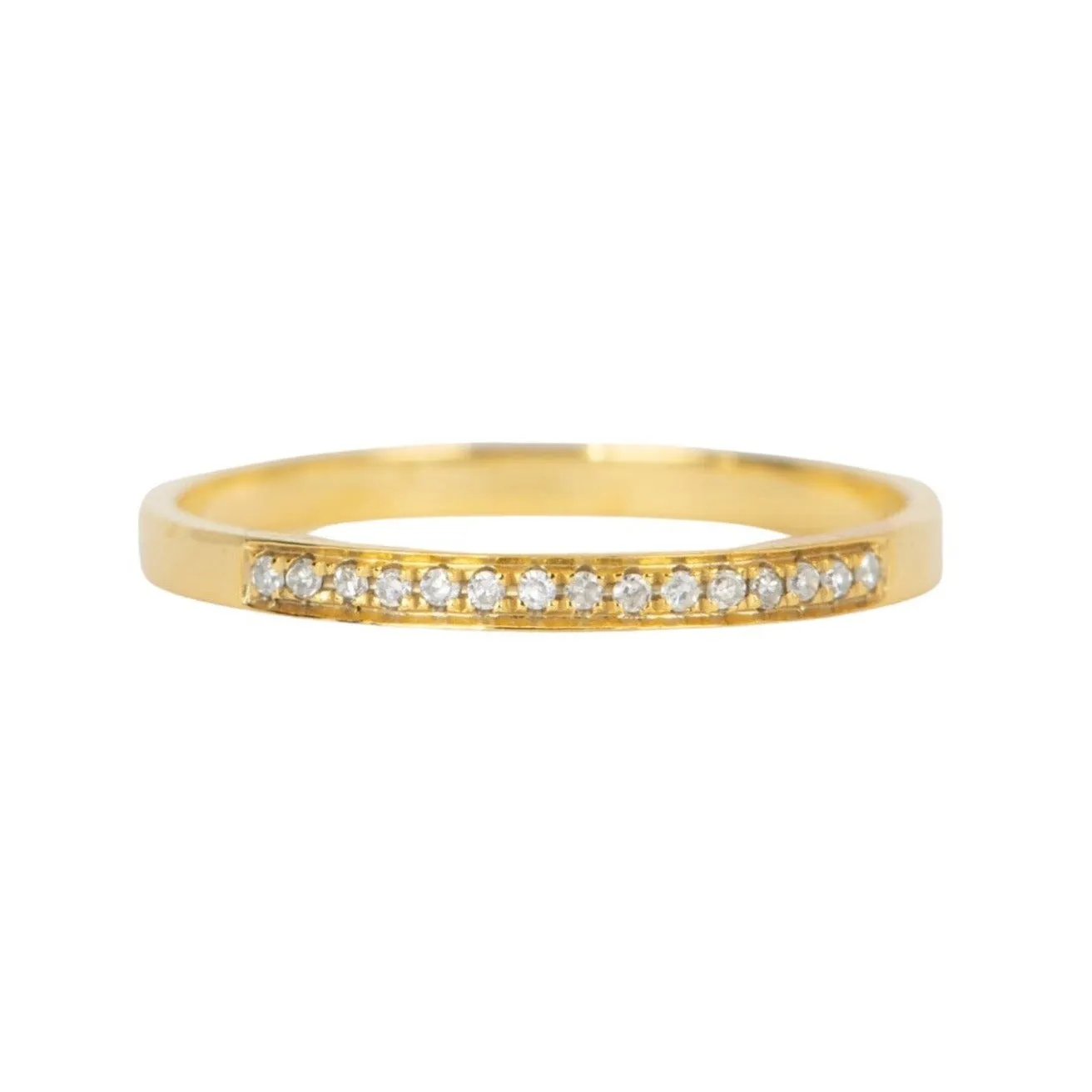 Dainty Diamond Beaded Set Stacking Band 18K Gold T042