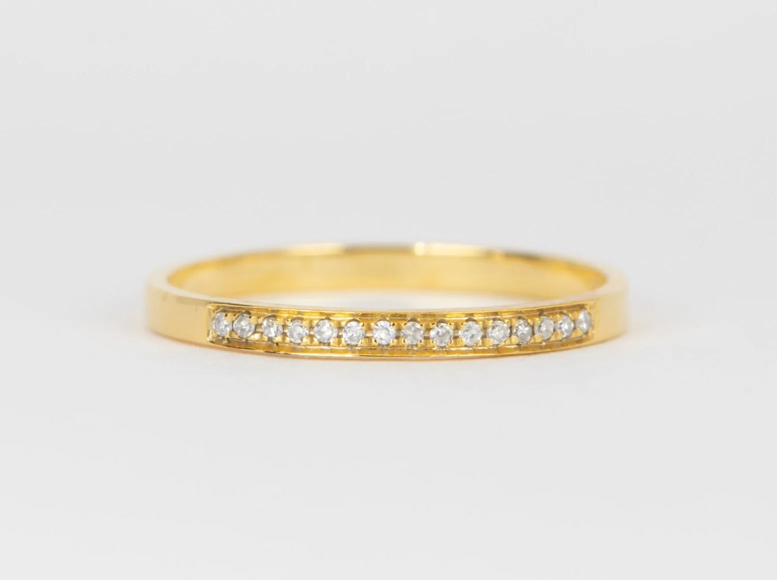 Dainty Diamond Beaded Set Stacking Band 18K Gold T042