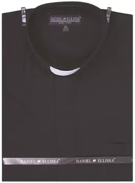 DANIEL ELLISSA CLERGY SHORT SLEEVE SHIRT DS3007RS BLACK