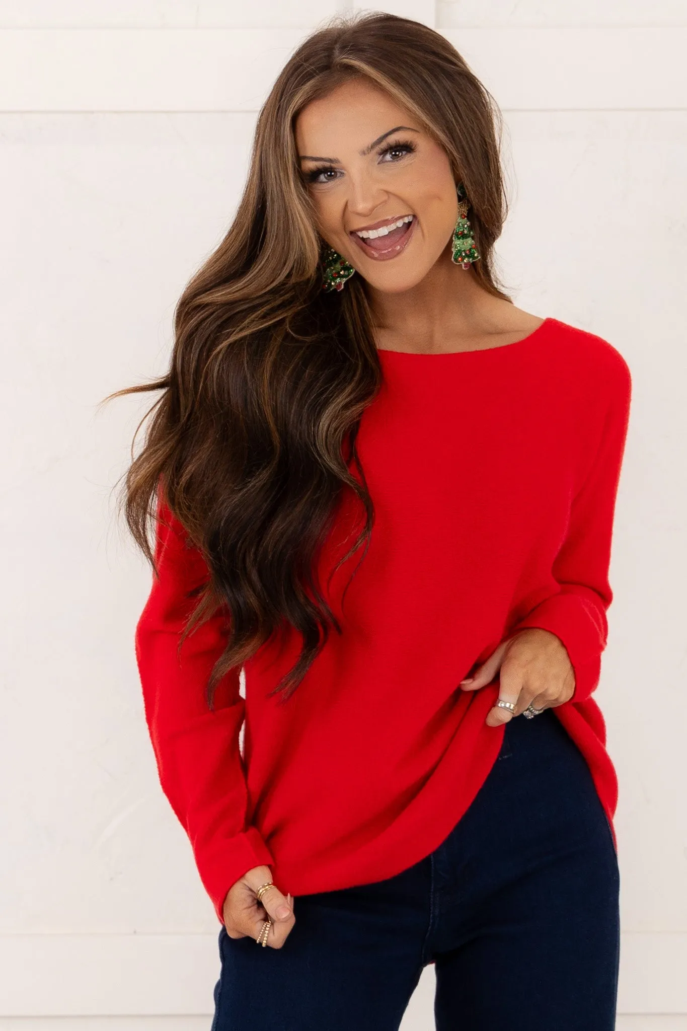 Deck The Halls Long Sleeve Sweater - Red