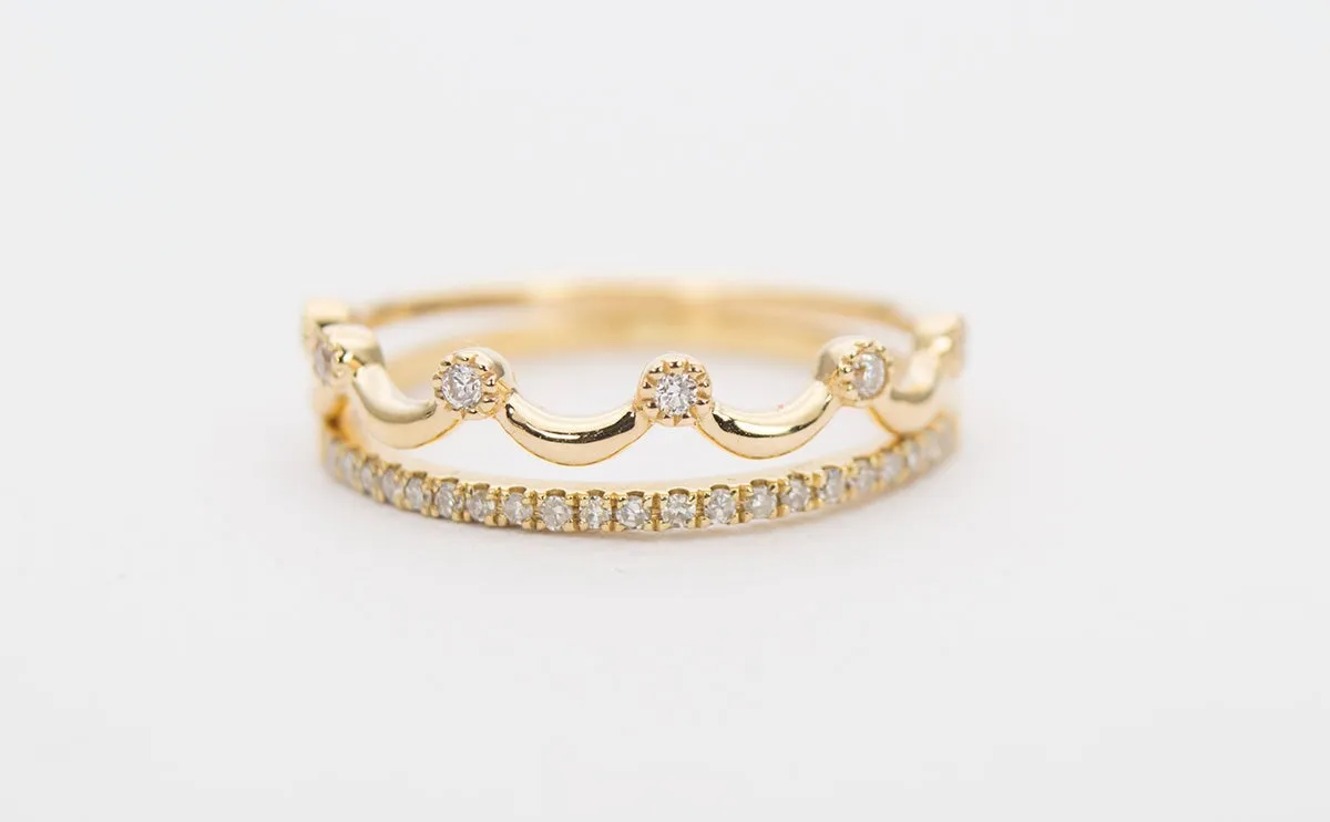 Diamond Crown Ring 14K Gold AD1262